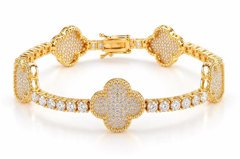 18k Triple Yellow Gold Plated Bracelet-Quality Guarantee-17.5cm