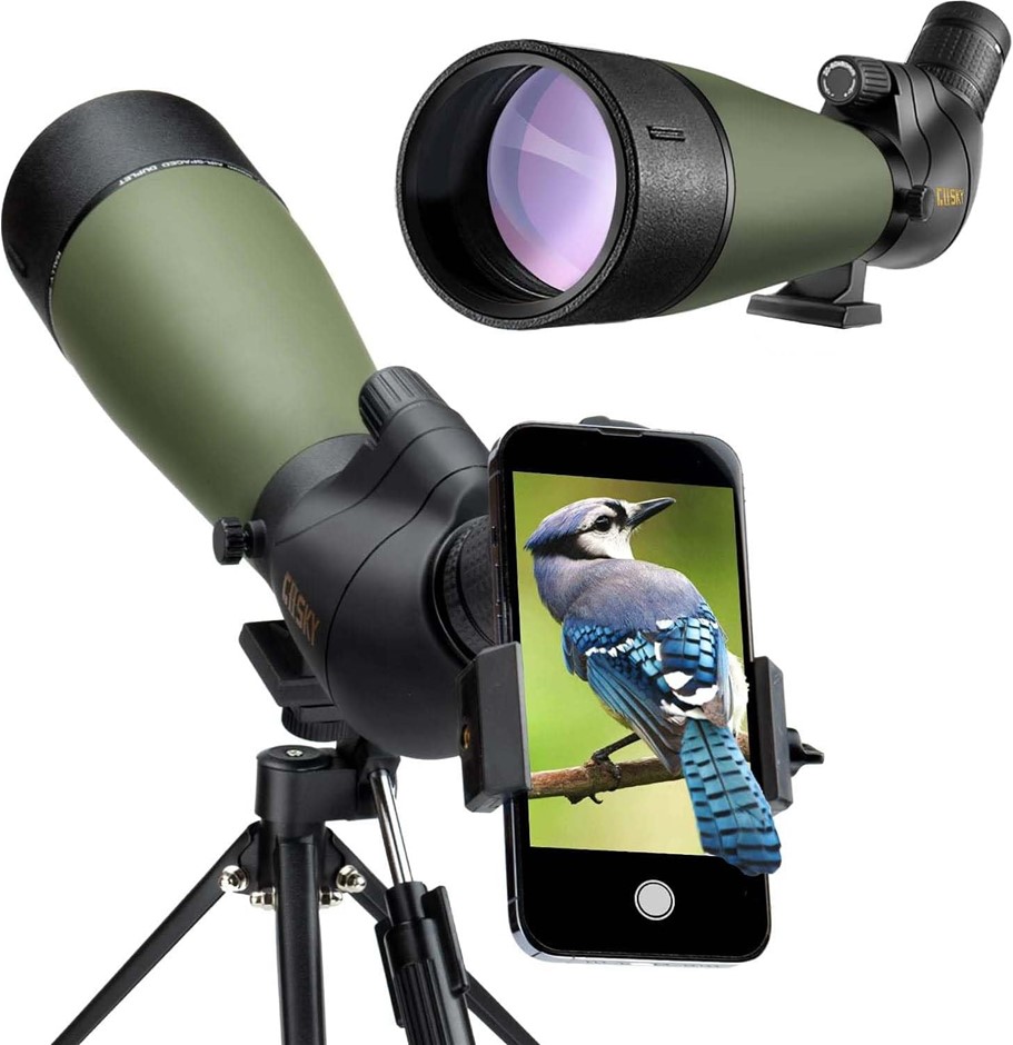 GOSKY 20-60x80 Spotting Scope with Tripod, Phone Adapter and Carrying Bag -