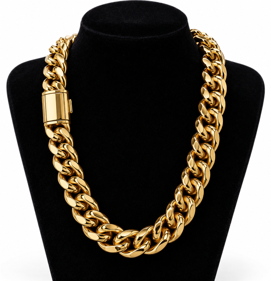 Jewelz Merchants Cuban Link Chain Necklace-Quality Guarantee-55cm-14mm