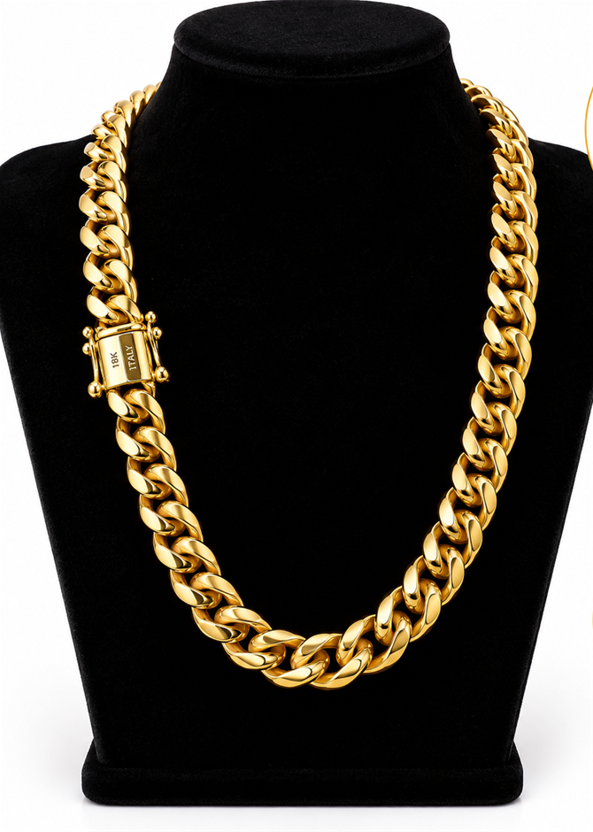 Jewelz Merchants Cuban Link Chain Necklace-Quality Guarantee-55cm-12mm