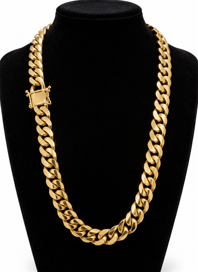Jewelz Merchants Cuban Link Chain Necklace-Quality Guarantee-55cm-10mm