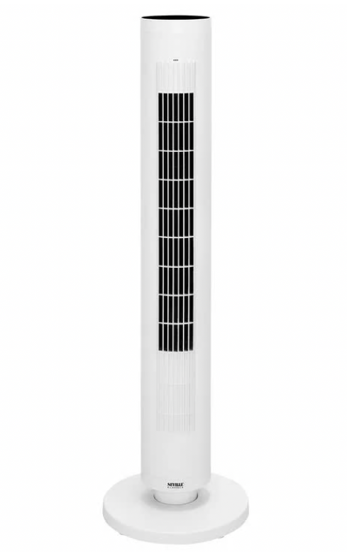 SEVILLE Classic DC Breeze Tower Fan, White, EHF10145. NB: Not Boxed.