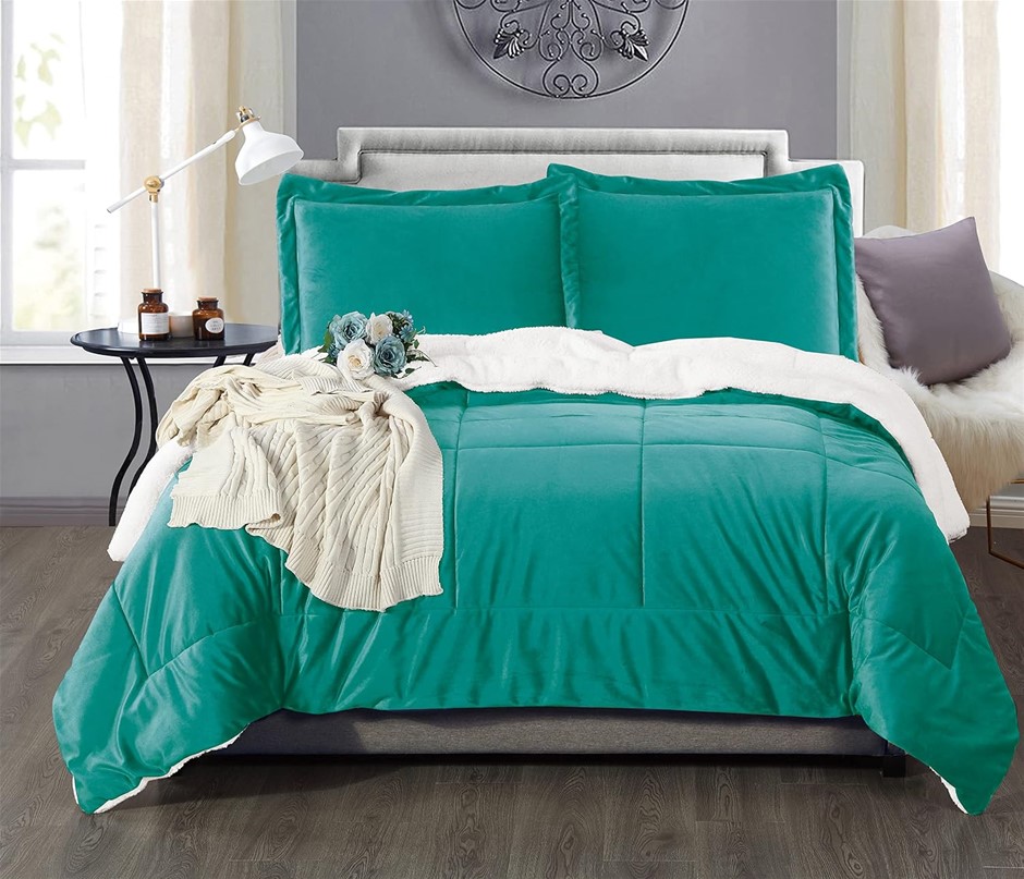 ELEGANT COMFORT Super Soft Sherpa Comforter 3-Piece King