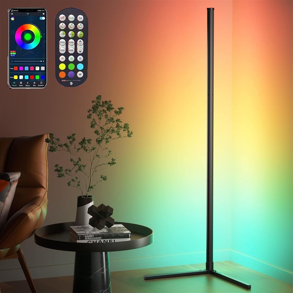 2 X UOCUB Corner Floor Lamp, Smart RGB LED Corner Lamp with App and Remote