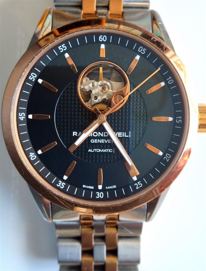 RAYMOND WEIL FREELANCER AUTO 42MM STEEL & ROSE GOLD PVD BLACK WXO COA