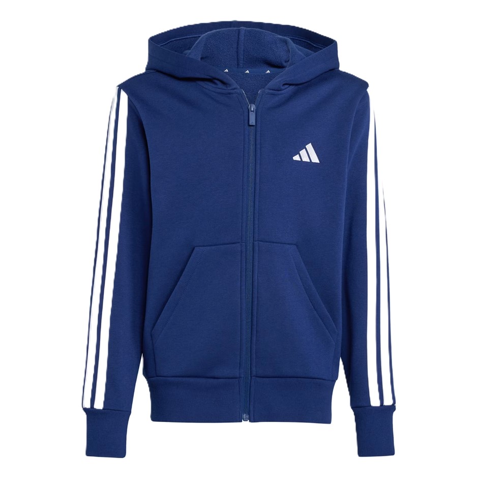 ADIDAS Kids' Unisex 3S Fleece Zip Hoodie, Size AU 9-10Y, DarkBlue/White, JY