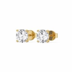 4.02ct Round Brilliant Diamond Solitaire Earrings 18K Yellow Gold IGI