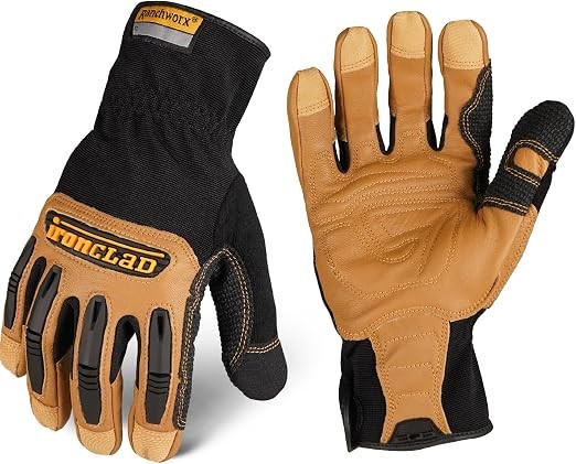Ironclad RWG2-03-M Ranchworx Leather Work Gloves, Medium, Black/Brown