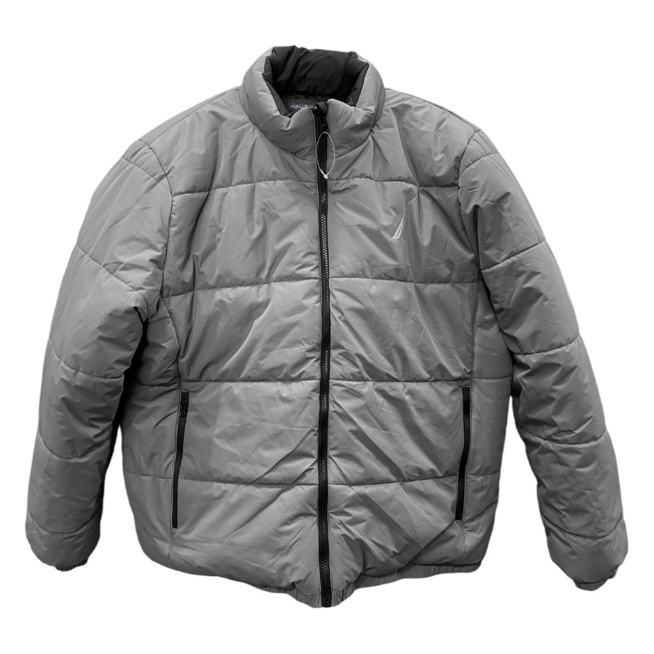 NAUTICA Men's Reversible Puffer Jacket, Size M, Performance, TrueBlack/Char
