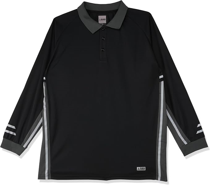 3 x BAD WORKWEAR Men's Hi-Vis Long Sleeve Polo Shirt, Size 3XL, Black,  Buy