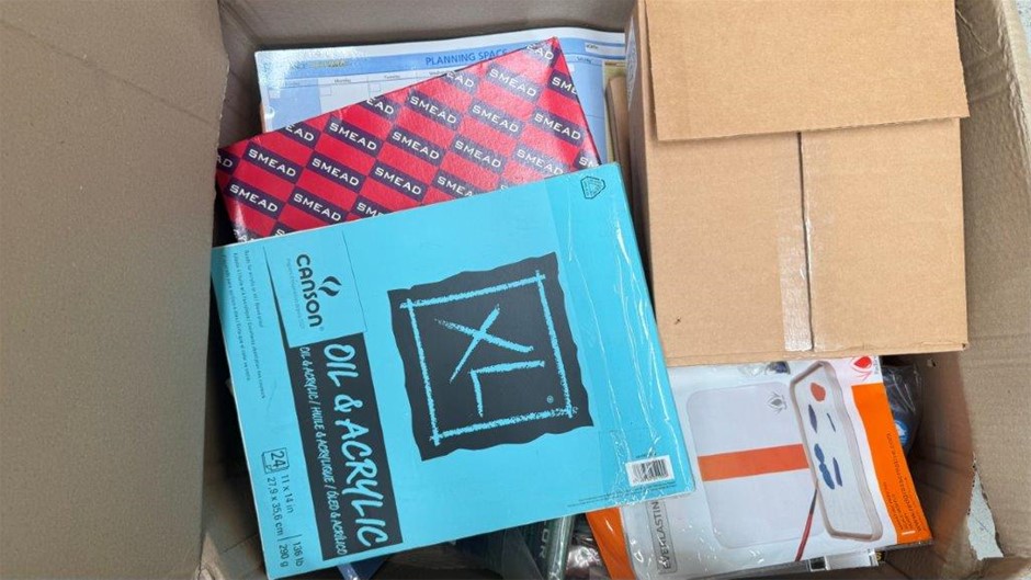 Assorted Box of Office Supplies/Arts and Crafts Items.  NB: Items may not b