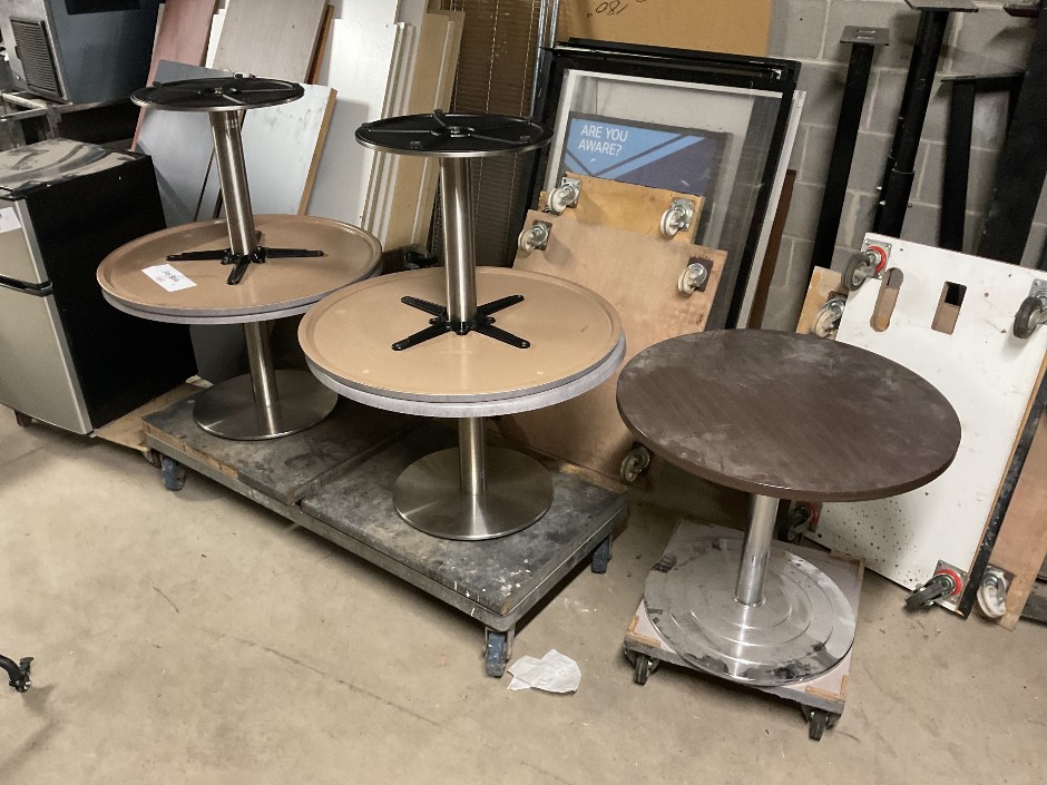 Round Pedestal Dining Table with Concrete-Look Top
