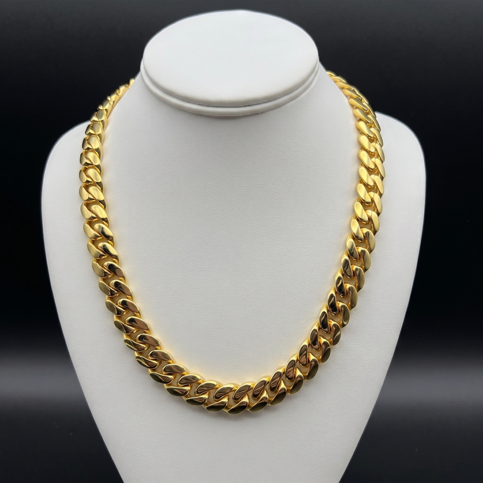 18K Gold-Plated Cuban Chain Necklace, 10MM Wide - 66cm