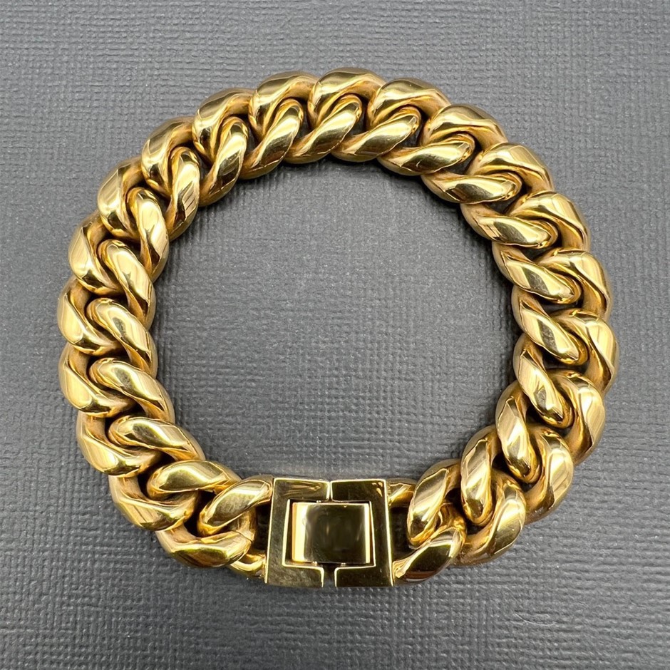 18K Gold-Plated Cuban Chain Bracelet, 18MM Wide - 21.5cm