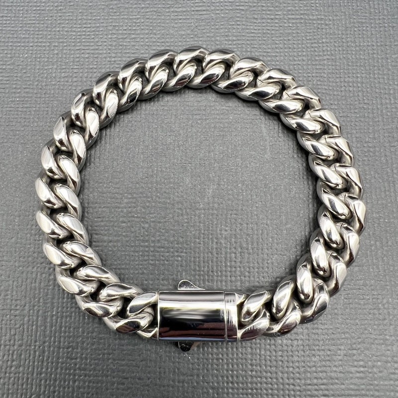 Silver-Filled Cuban Chain Bracelet, 14MM Wide - 17.8cm