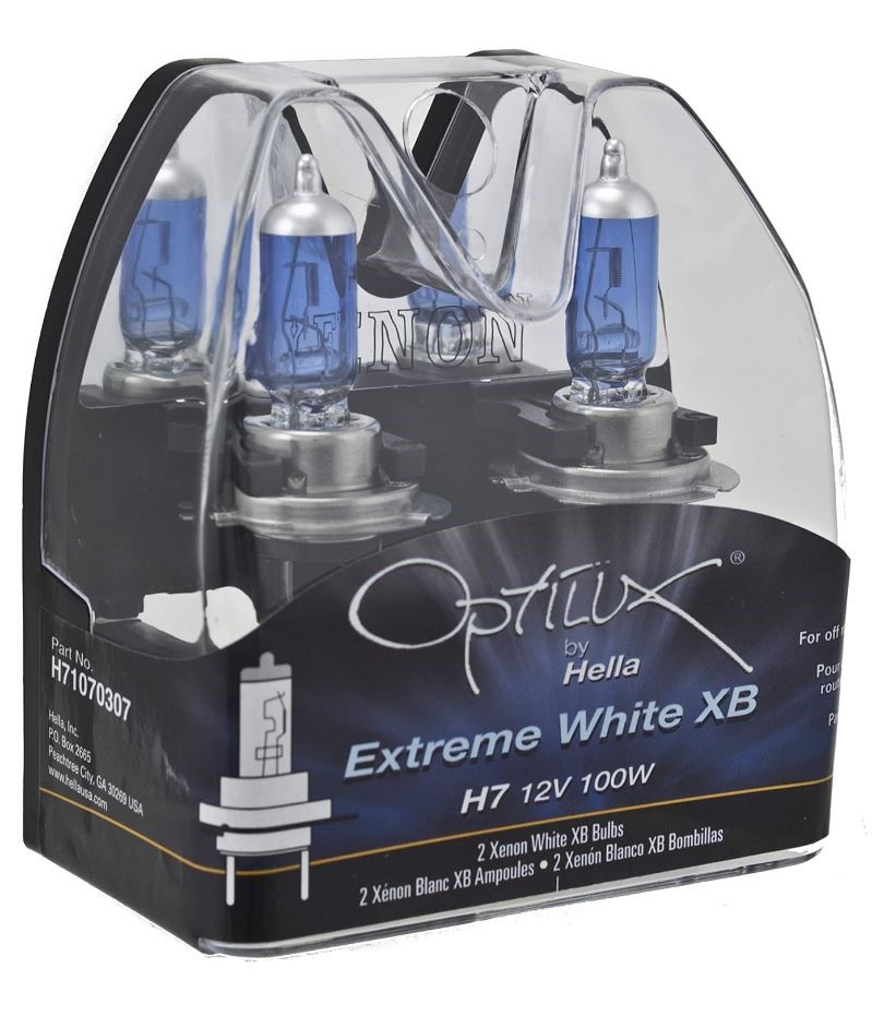 2 x HELLA Optilux Extreme White XB 12V Bulb Set H7 (100W).