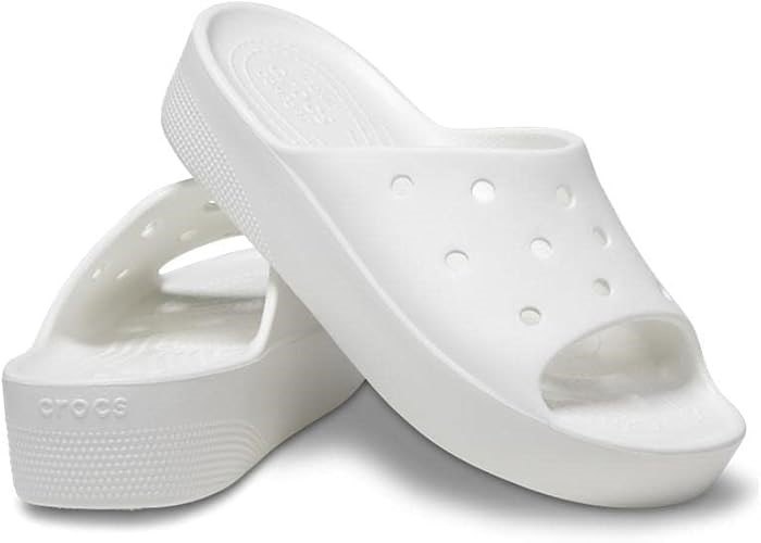 Crocs Women's Classic Platform Slide, White, US W10