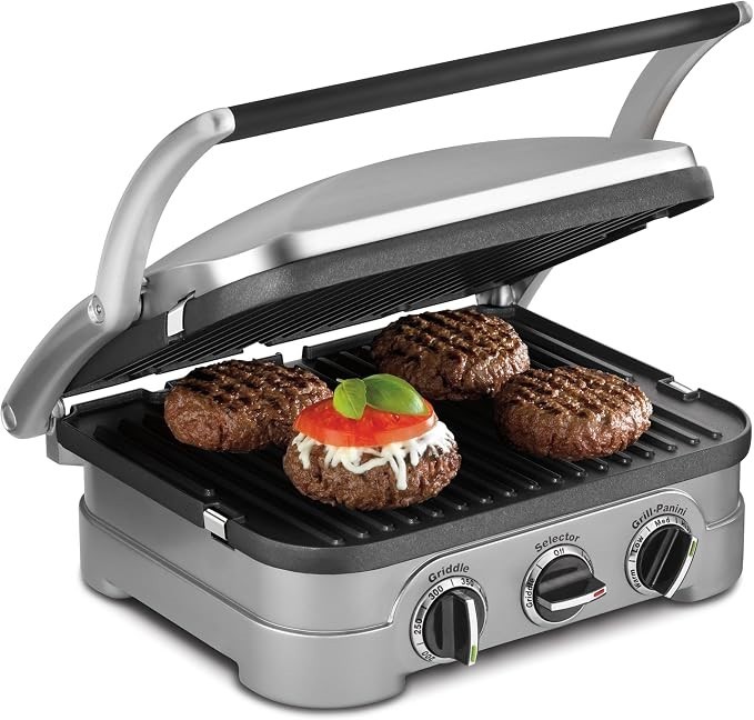 CUISINART Griddler Indoor Grill & Griddle, Brushed Steel, GR-4NNAS.