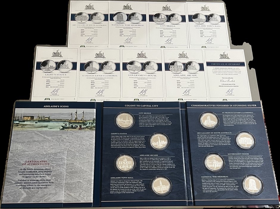 Adelaide Commemorative collection 8 coin limited edition rare