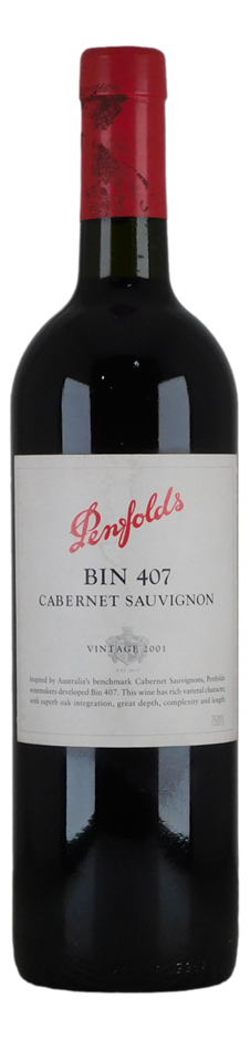 Penfolds `Bin 407` Cabernet Sauvignon 2001 (1 x 750mL), SA.