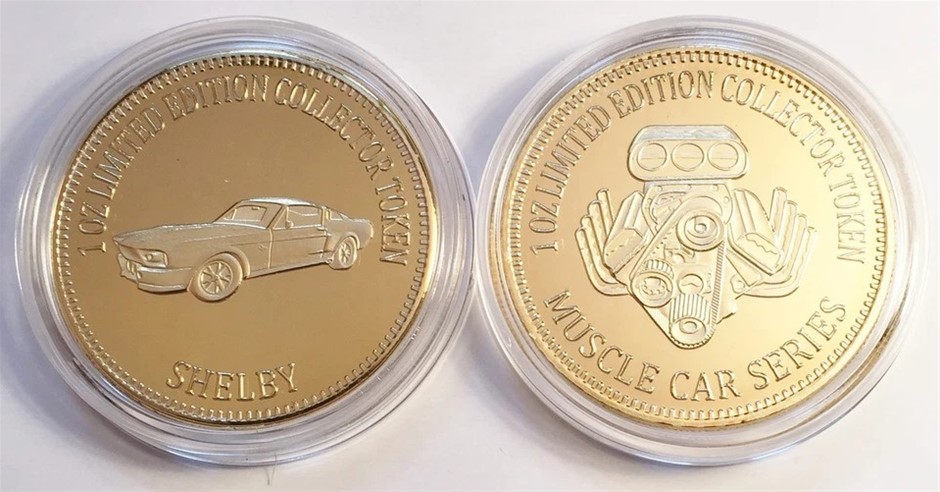 Gold Plated-SHELBY" Muscle Car Series 1- 0z HGE 999 24k Gold Coin/token LTD