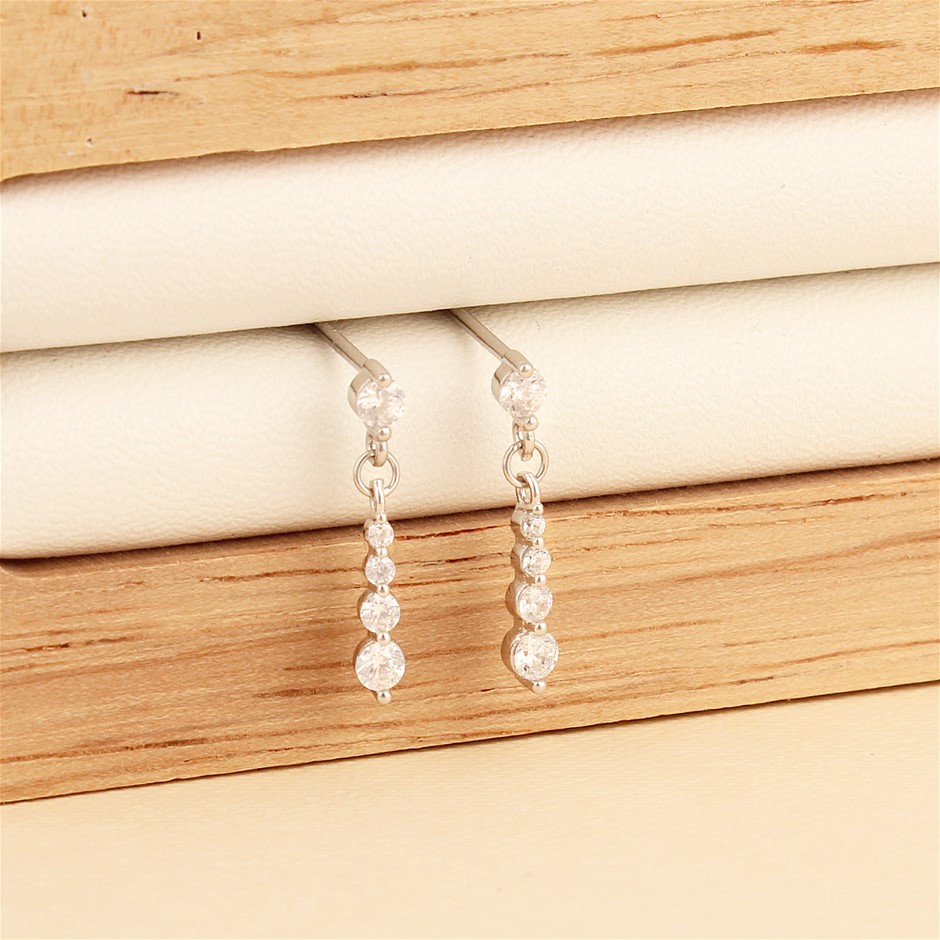 Elegant 925 Sterling Silver Round Drop  Earrings