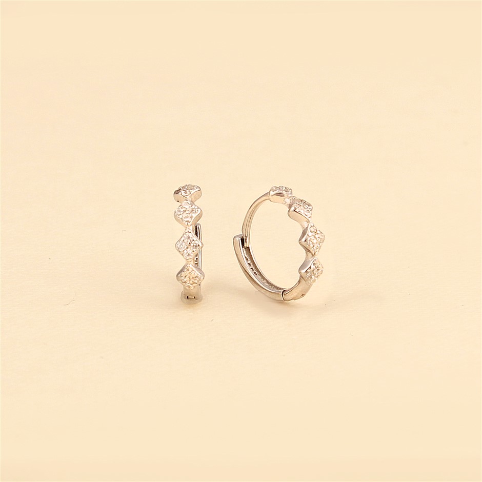 Dainty Huggie Hoop Dangle 925 Sterling Silver Earrings