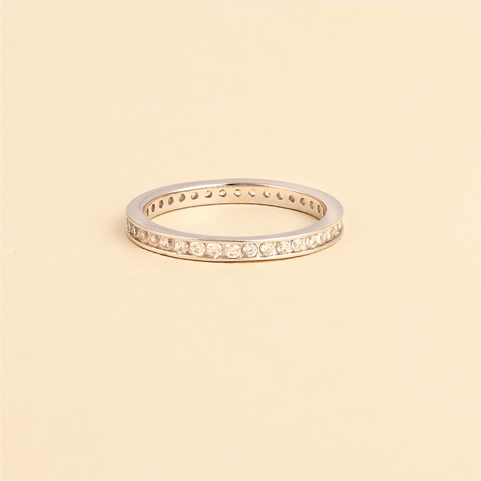925 Sterling Silver Full Eternity Band Ring- Size 7