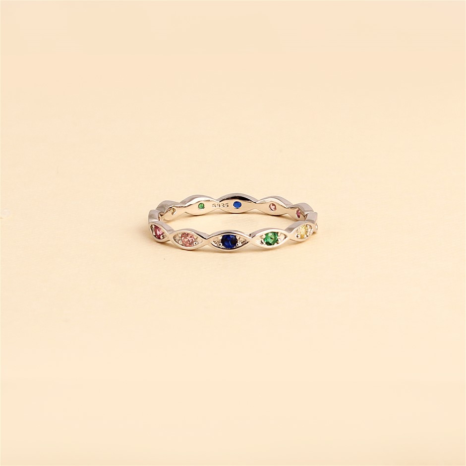 925 Sterling Silver Multi Stone Ring- Size 7