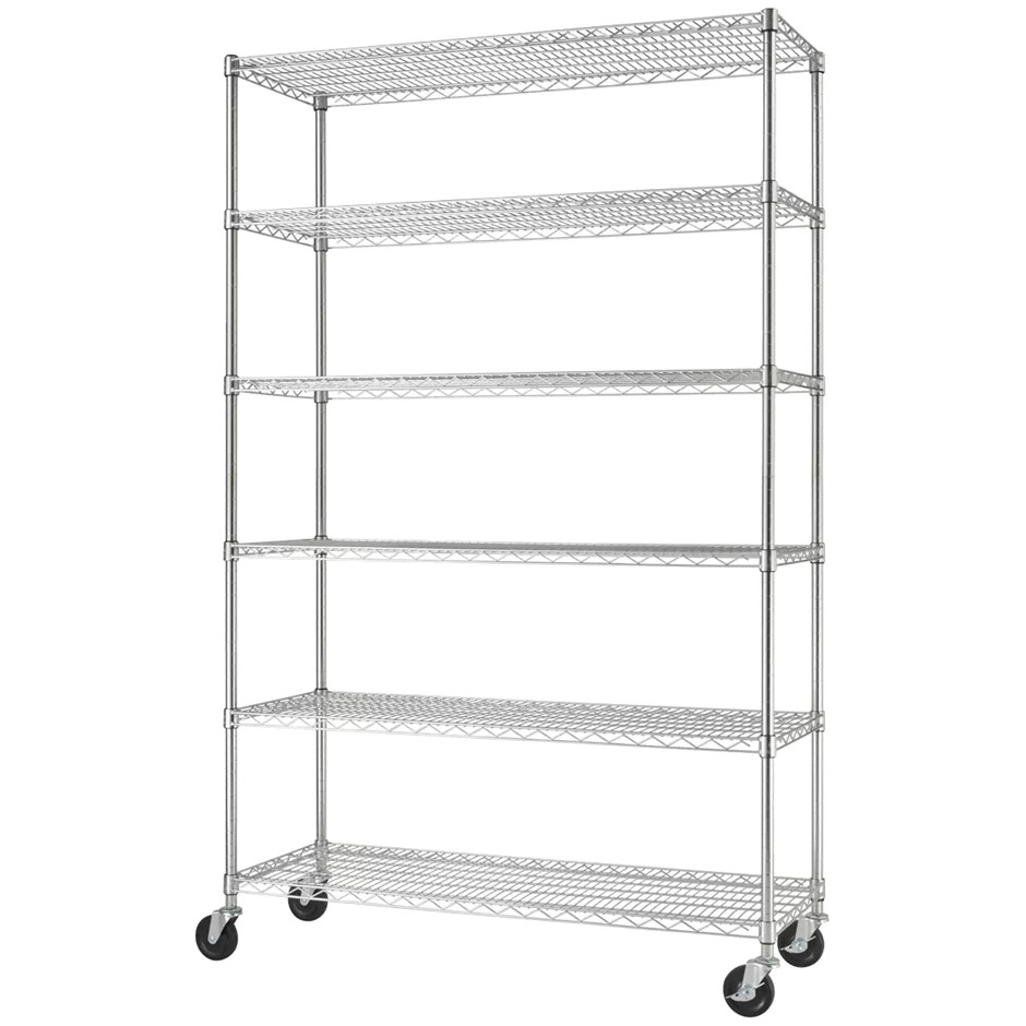 TRINITY 6-Tier Wire Shelf, Silver, L 121.92 x W 45.72 x H 182.88 cm. NB: mi