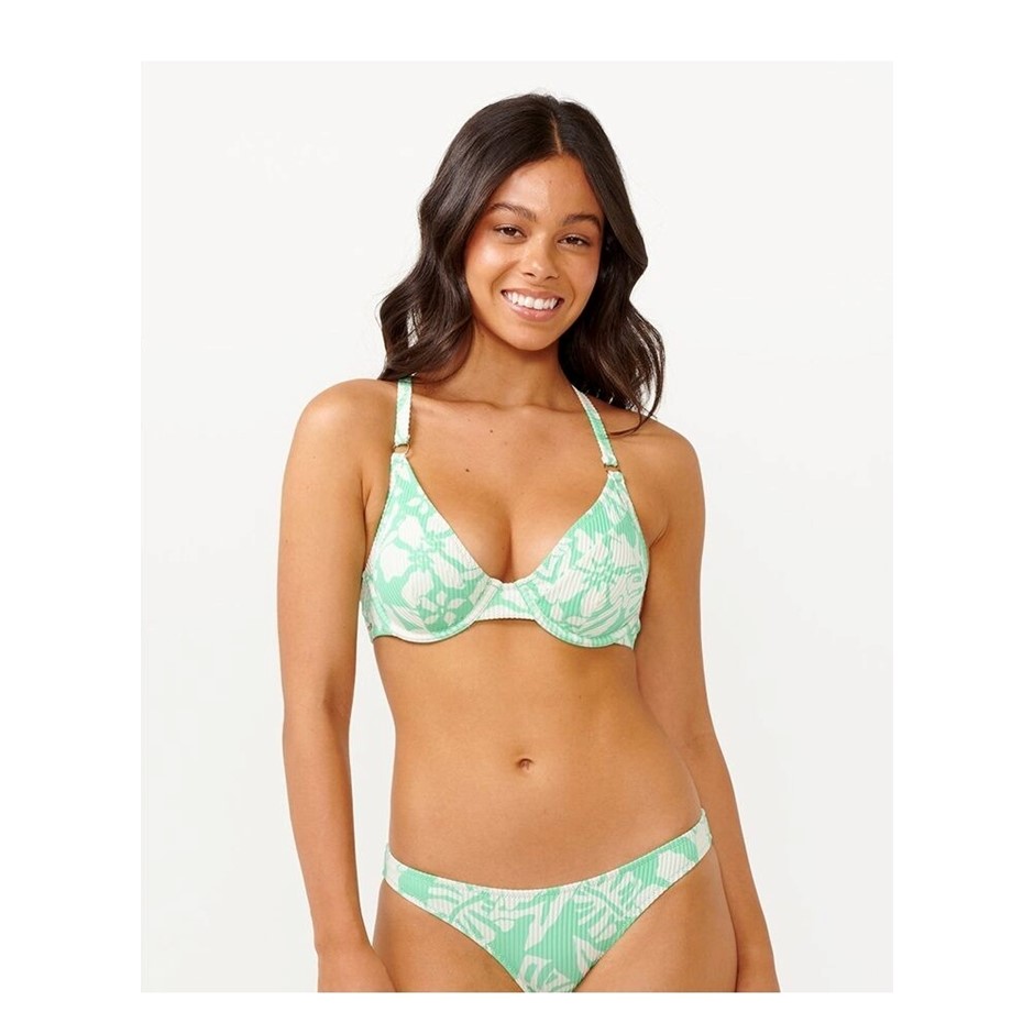 RIP CURL Women's Sun To Sea D-DD Cross Back Bikini Top, Size L, Aqua. RRP: