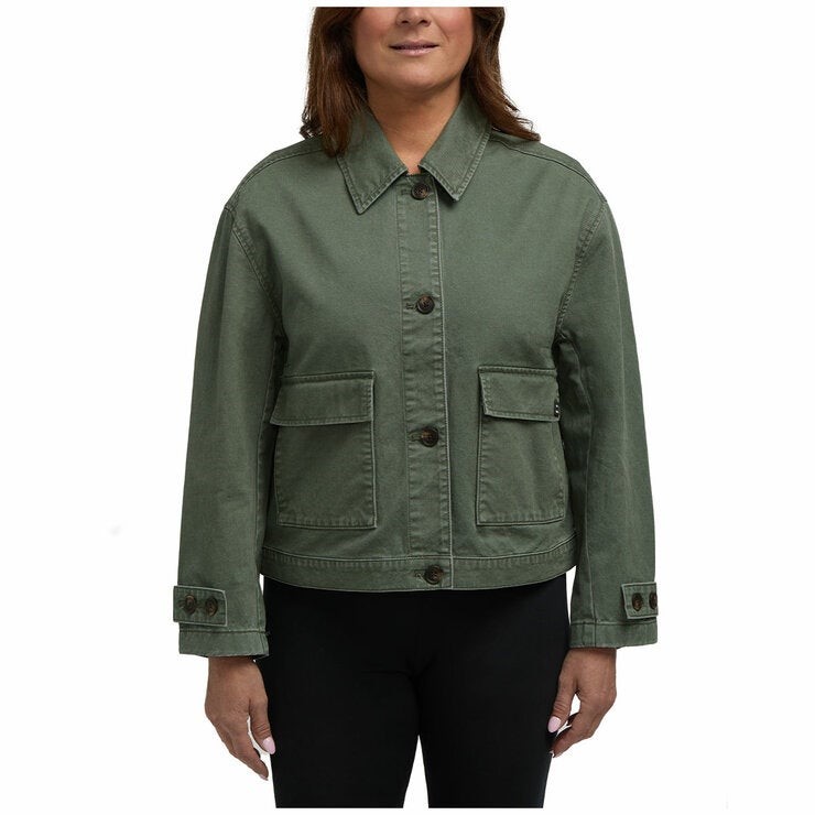 HUNTER Women's Denim Jacket, Size L, 100% Cotton, Green.  Buyers Note - Dis
