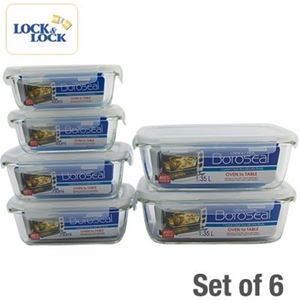 Lock & Lock 6-Piece Glass Food Container
