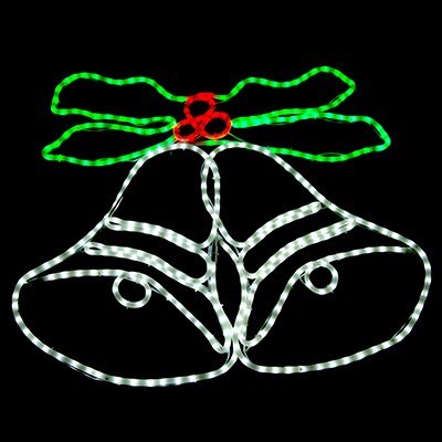 LED Flashing Bells with Holly Rope Light