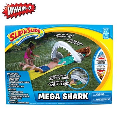 wham o 16 foot backyard and lawn mega shark slip n slide outdoor water slide toy