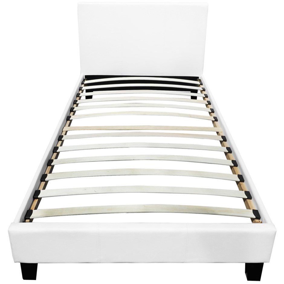 Buy Modern King Single PU Leather Wooden Bed Frame w/ Slat Base Pure