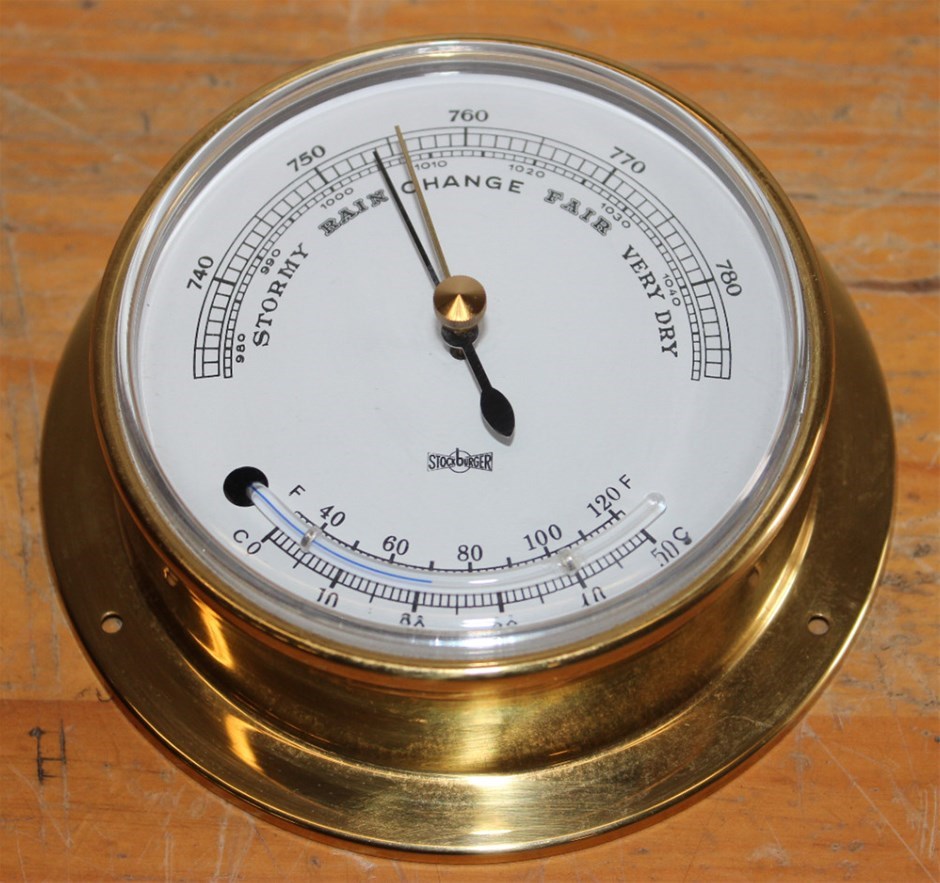 Stockburger Hygrometer + Barometer & Thermometer Combination Auction ...