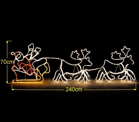 2.4m Giant Santa Sleigh with 2 Deer