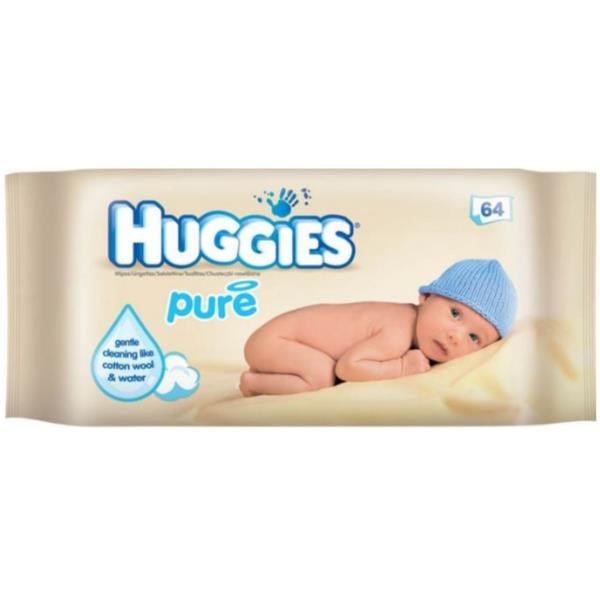 10 x Huggies Pk64 Baby Wipes Pure Unscen
