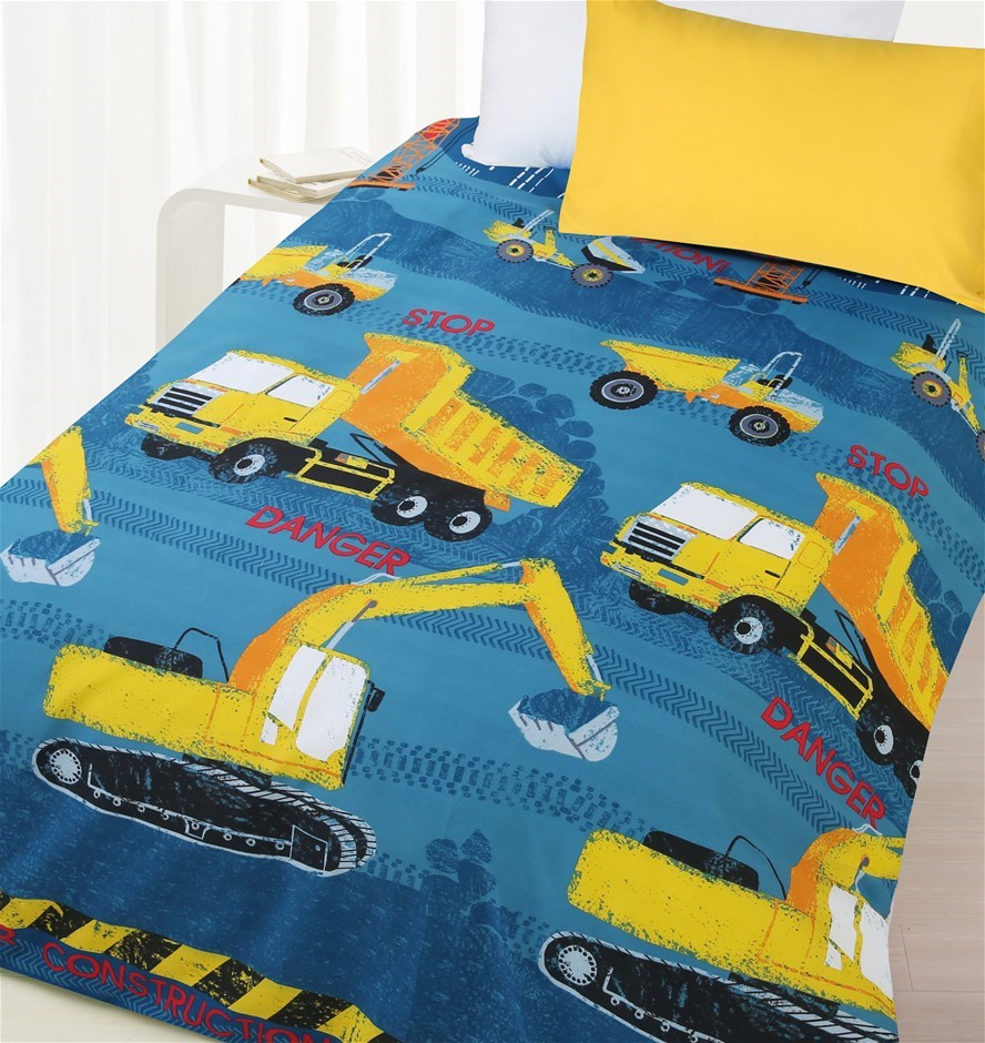 Construction Quilt Cover Set - Single