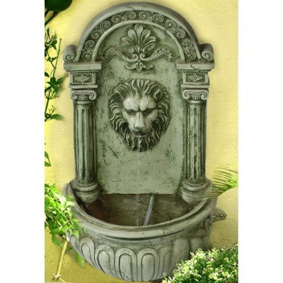 Solar Lion Head Wall Fountain