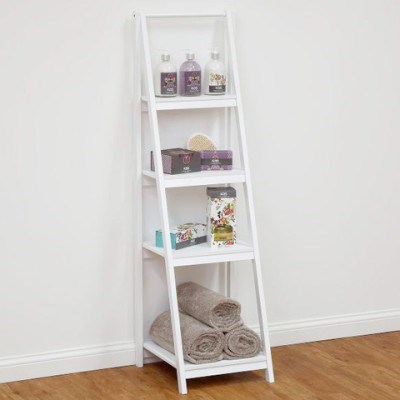 4 Tier Bathroom Ladder Shelf - White