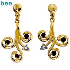 Bee Garnet and Diamond Drop Earrings