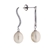 White Pearl & Cubic Zirconia Curved Drop SS Earrings