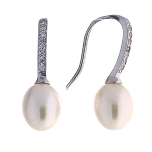 White Pearl & Cubic Zirconia Sterling Si