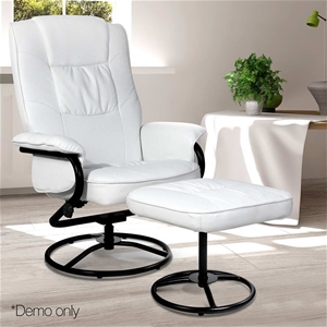 PU Leather Reclining Armchair & Footrest