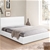 Deluxe Gas Lift PU Leather Storage Bed Frame White Double
