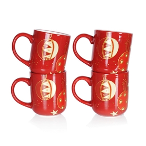 Stoneage Xmas Angel Coupe Mugs Red 4x400