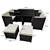 9pc PE Rattan Cube Dining Garden Set - Black