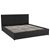 King Fabric Gas Lift Bed Frame with Headboard - Black